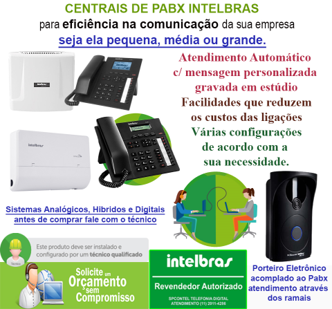 INSTALAÇÃO DE PABX - Autorizada Intelbras - Interfones